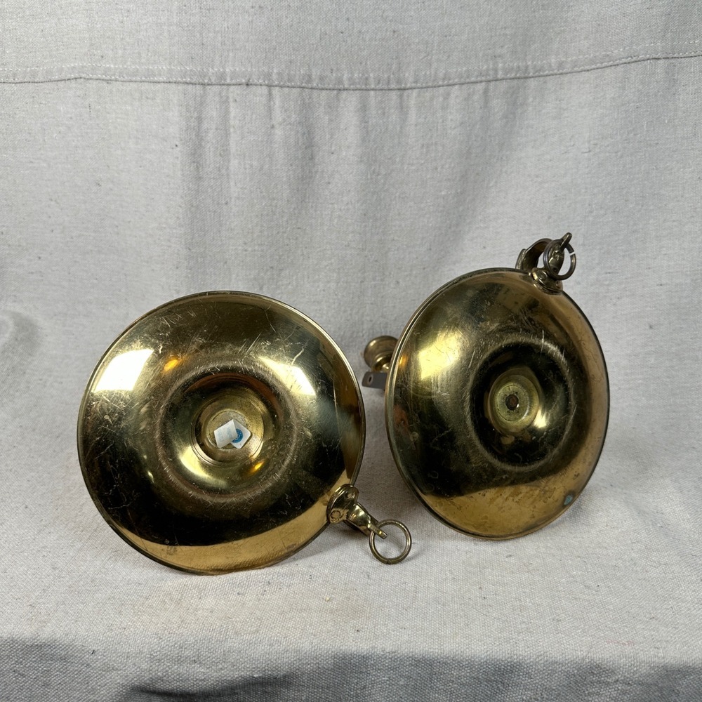 Vintage Brass Gimbal Ship Candlesticks Set of 2 Nautical Taper Candle Holders - Picture 9 of 10
